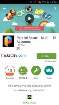Parallel space app play store
